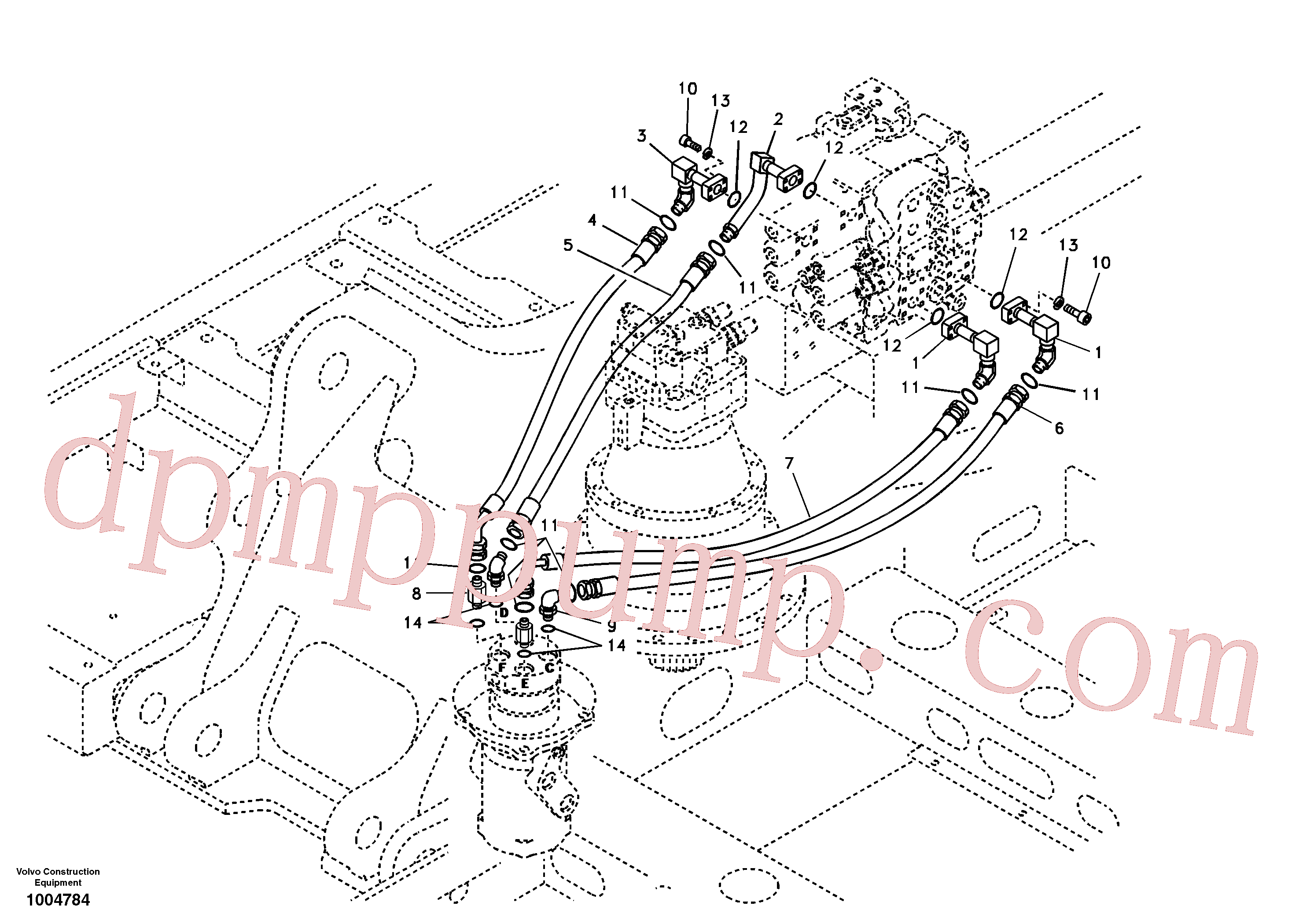 SA9419-21040 for Volvo Turning joint line, control valve to turning joint(1004784 assembly)