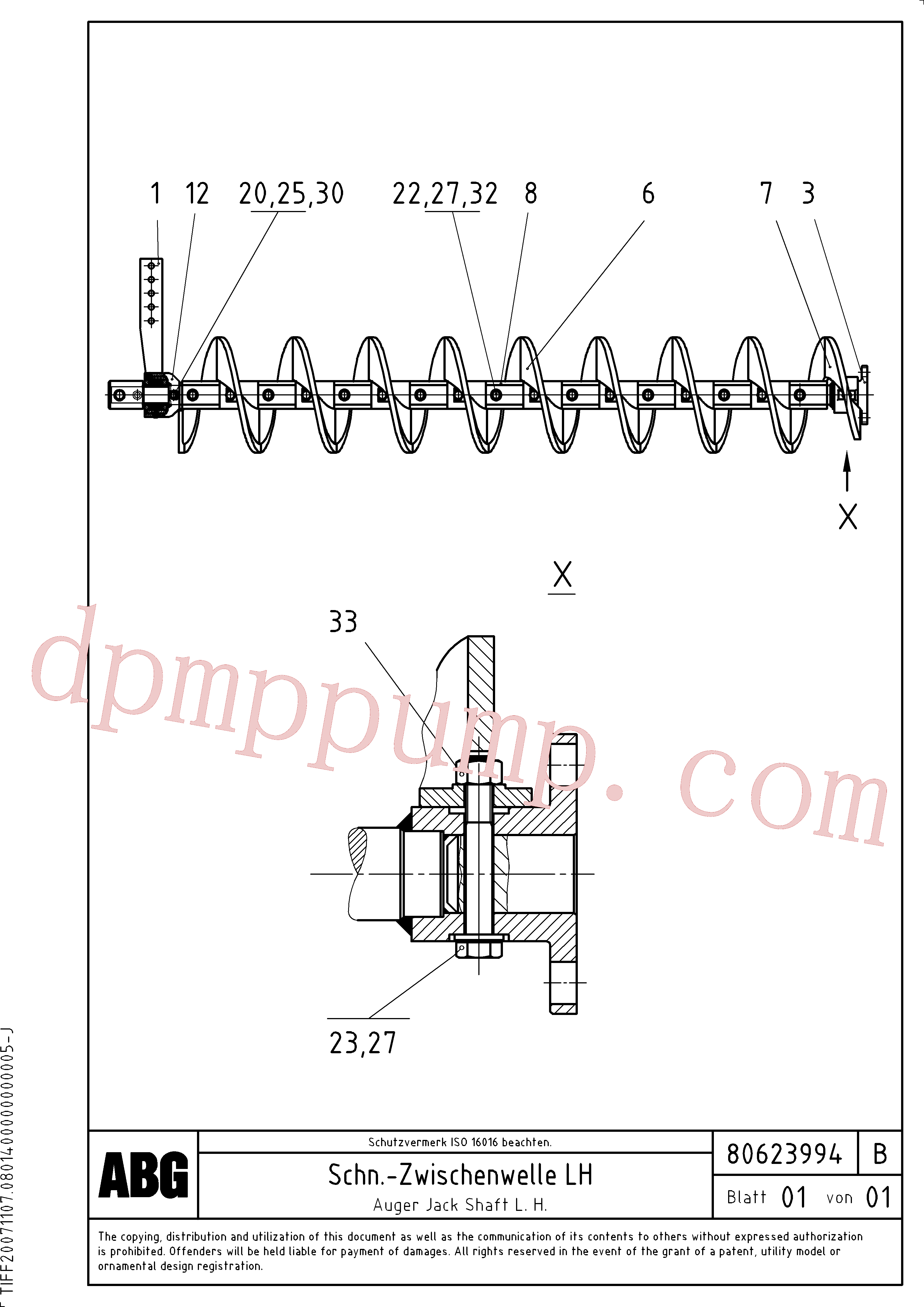 RM80662554 for Volvo Auger jack shaft(1047007 assembly)