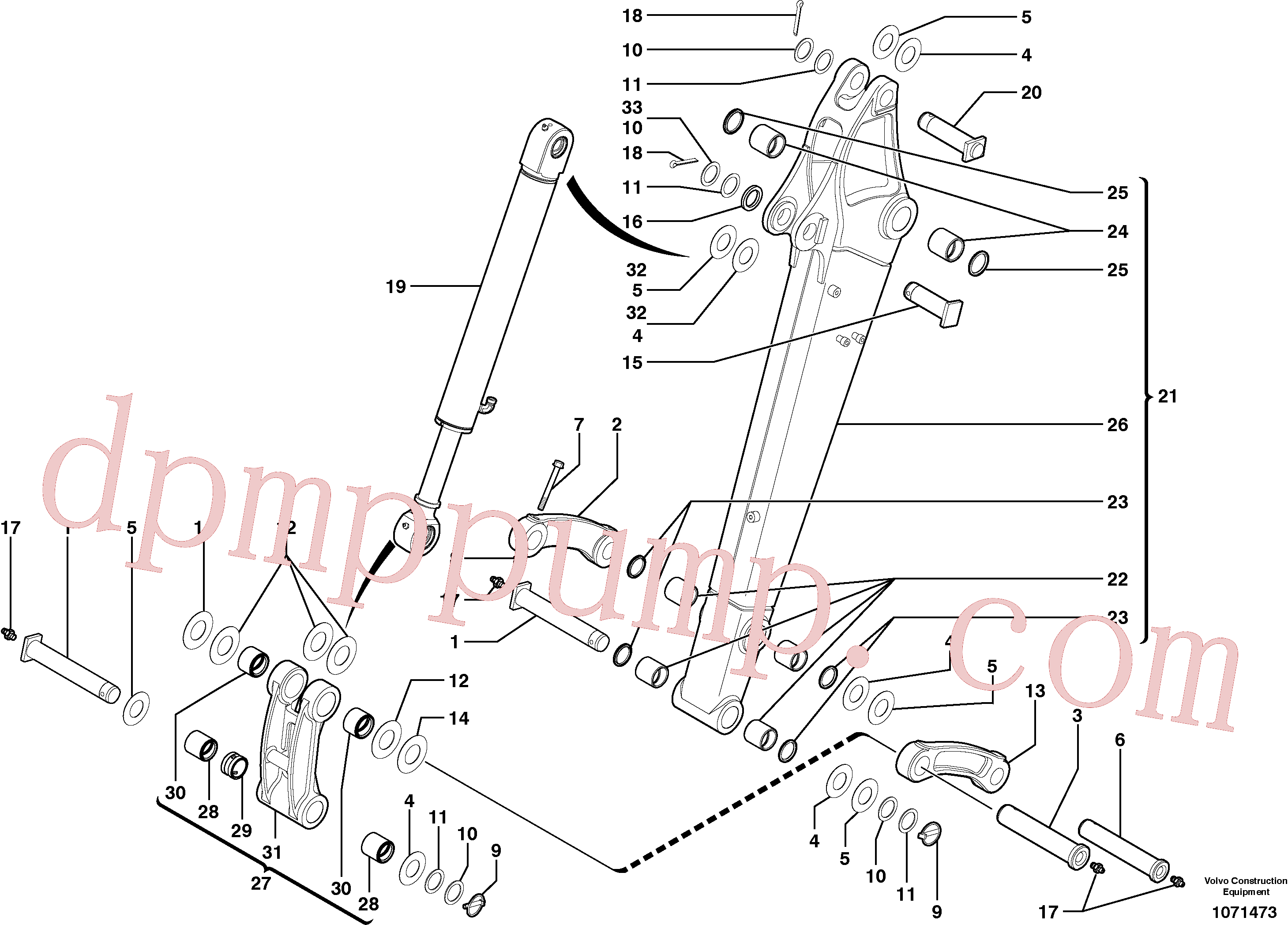 PJ6140032 for Volvo Dipper arm(1071473 assembly)
