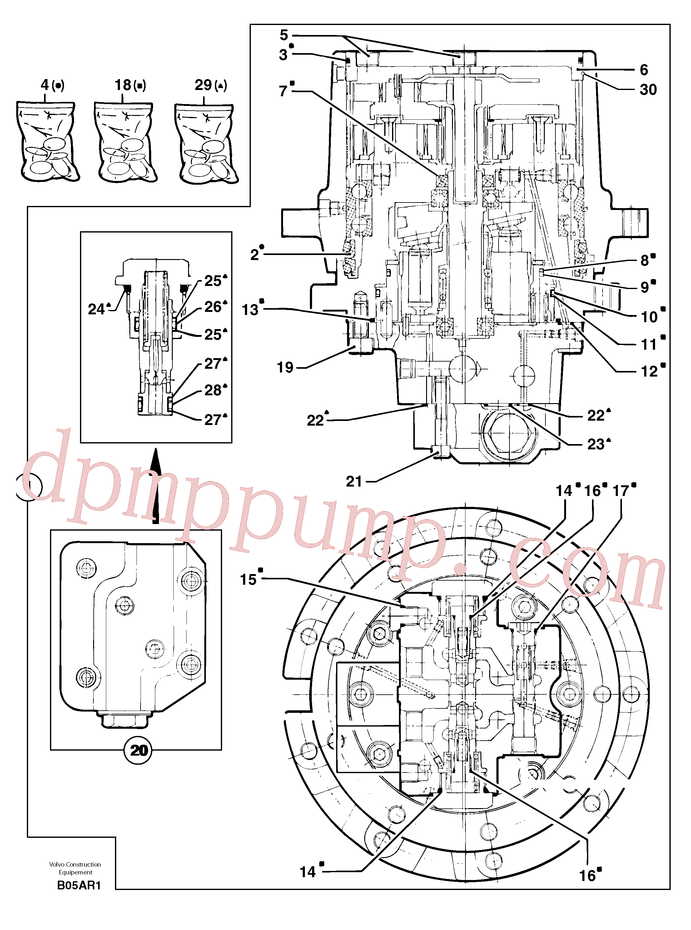 PJ7412452 for Volvo Travelling gear motor assy(B05AR1 assembly)