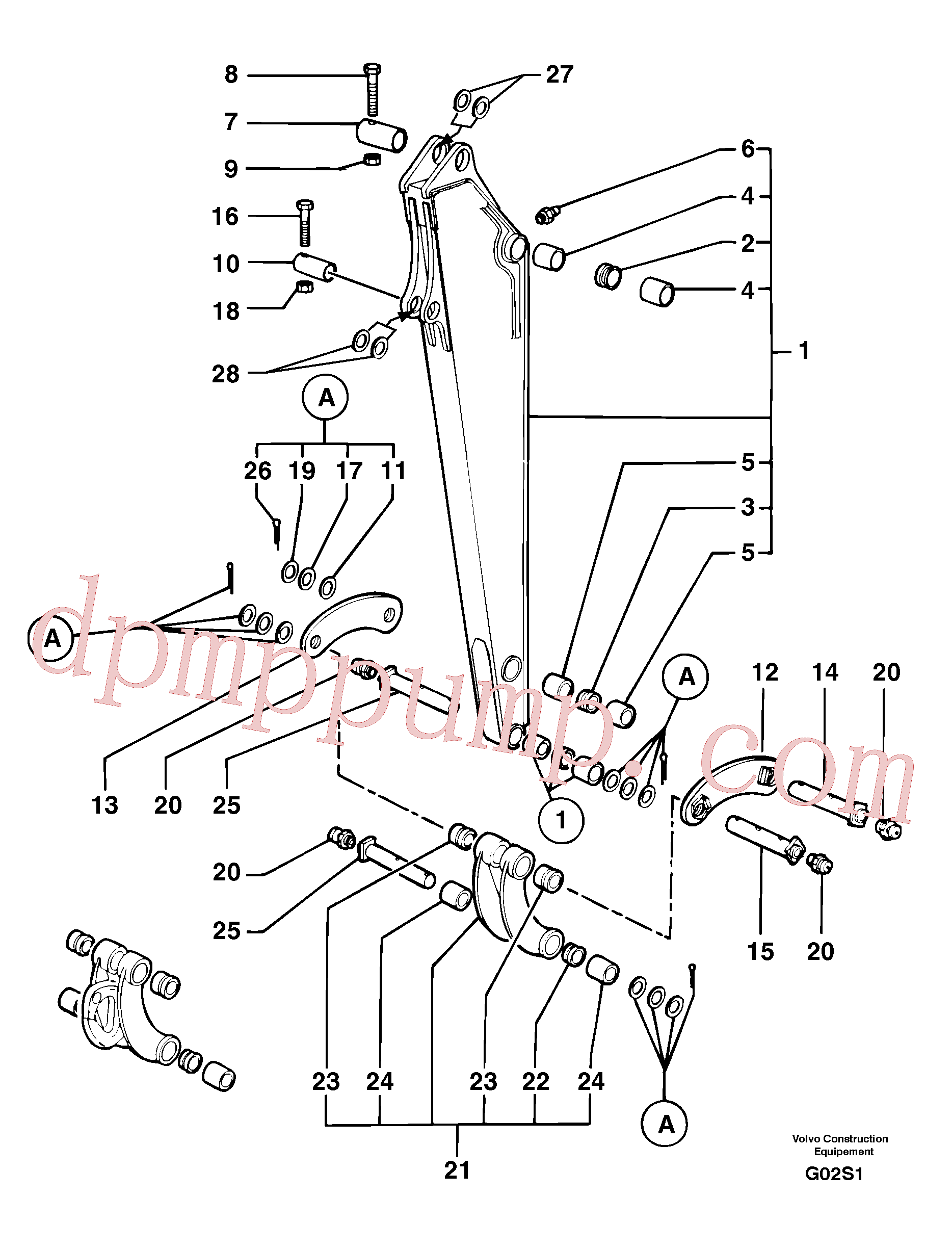 PJ5460028 for Volvo Dipper arm(G02S1 assembly)