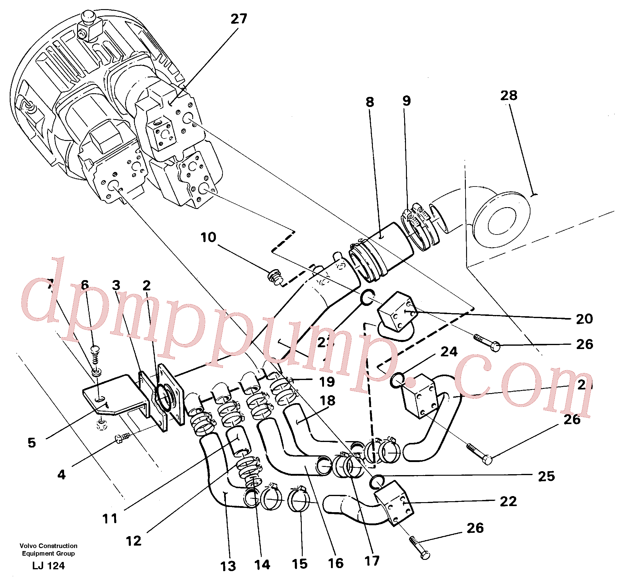 VOE14237586 for Volvo Hydraulic system suction lines(LJ124 assembly)