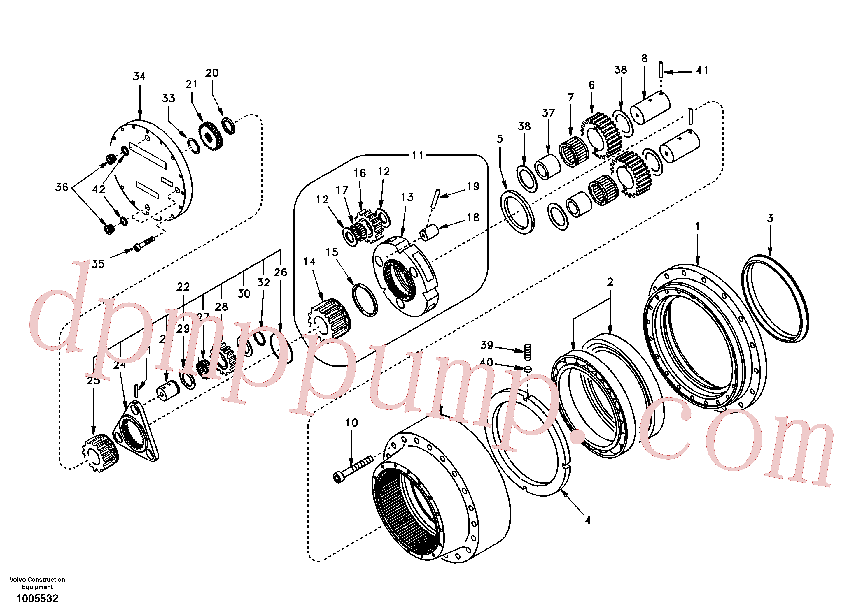 SA7117-38410 for Volvo Travel gearbox(1005532 assembly)