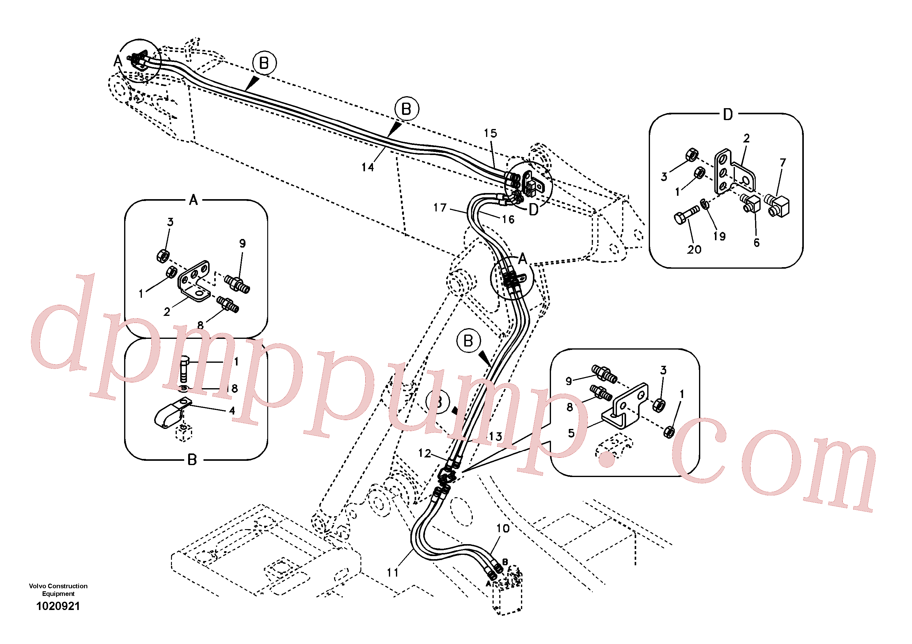 SA9451-03560 for Volvo Working hydraulic, quick fit on adjustable boom(1020921 assembly)