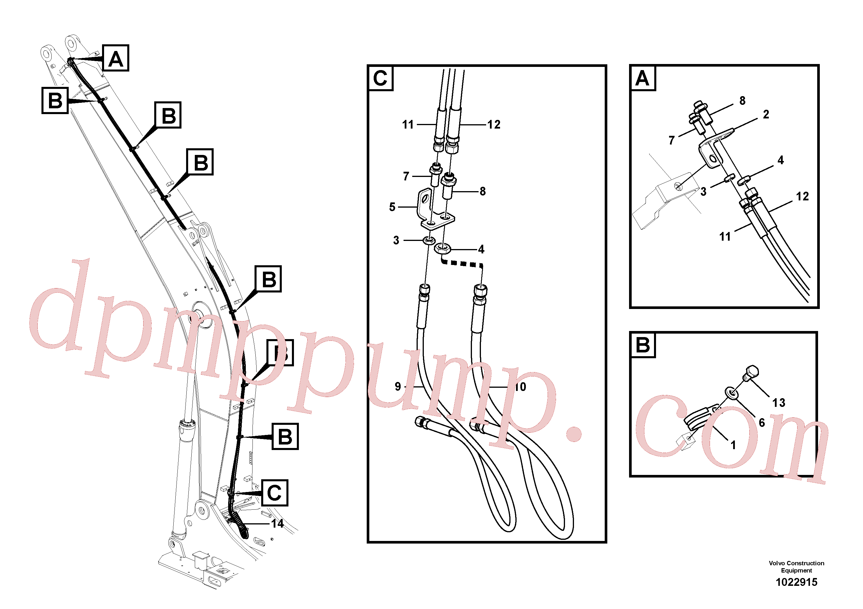 VOE937231 for Volvo Working hydraulic, quick fit on boom(1022915 assembly)