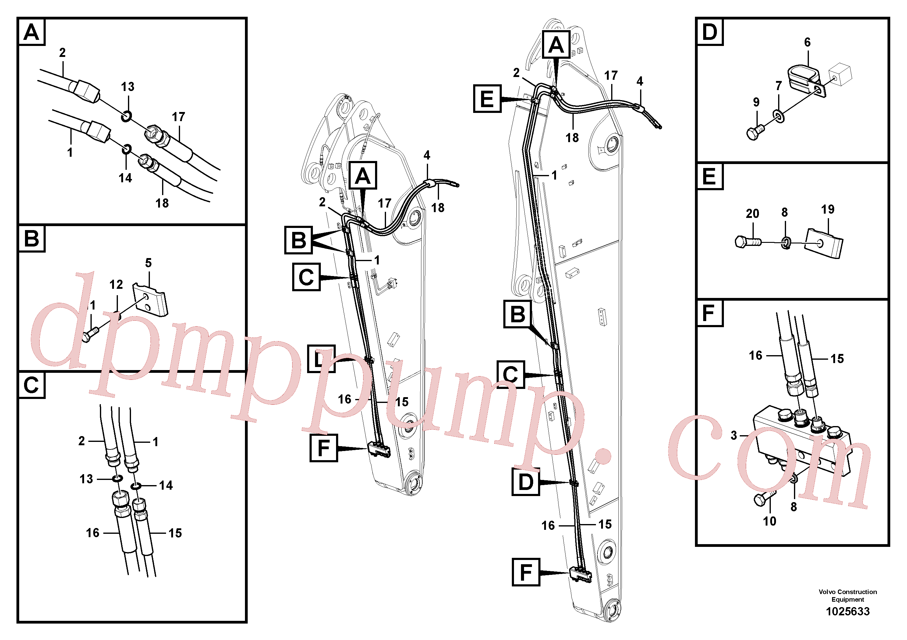 VOE14677250 for Volvo Working hydraulic, slope and rotator on dipper arm(1025633 assembly)