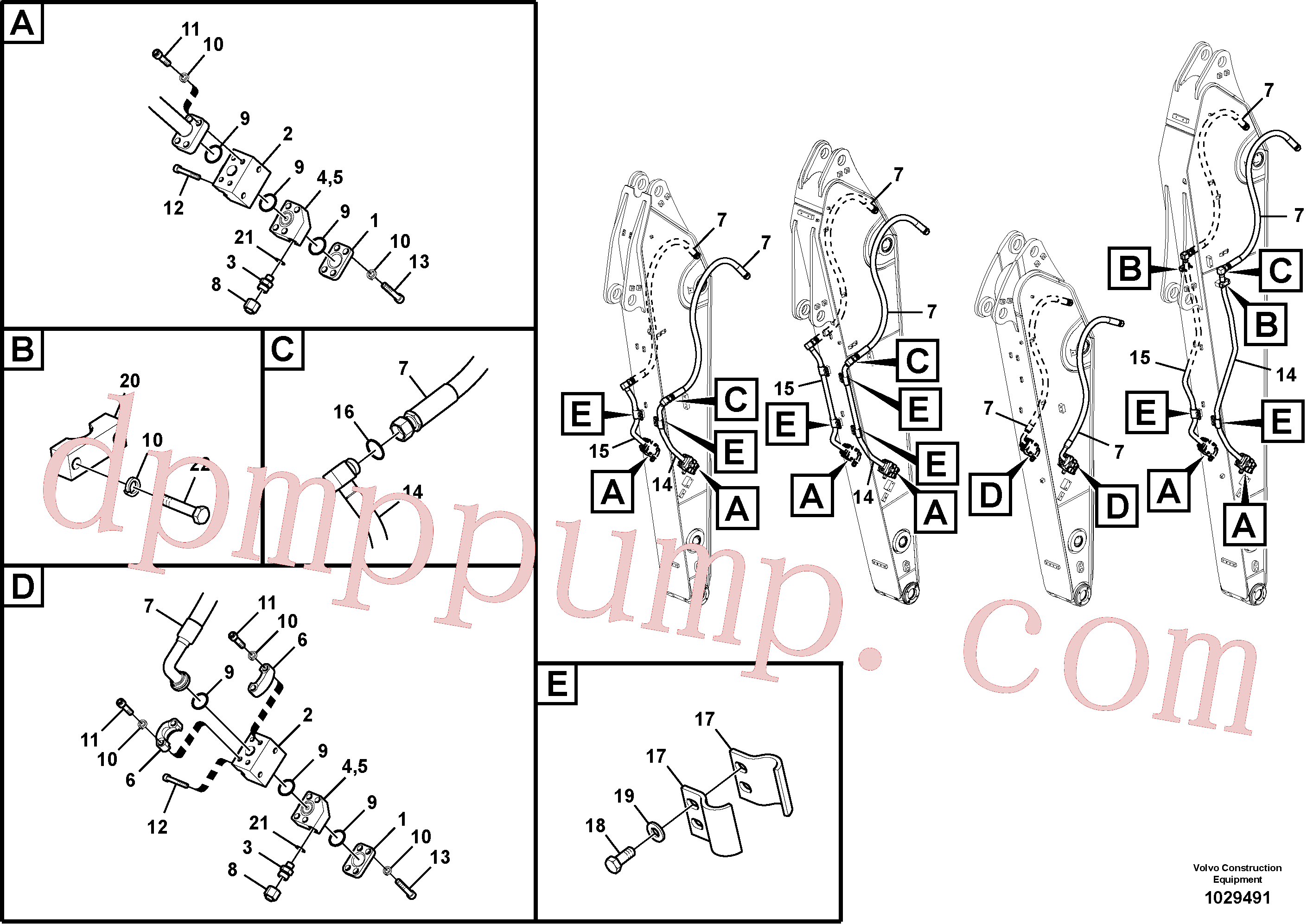 VOE14508426 for Volvo Working hydraulic, hammer and shear for dipper arm(1029491 assembly)