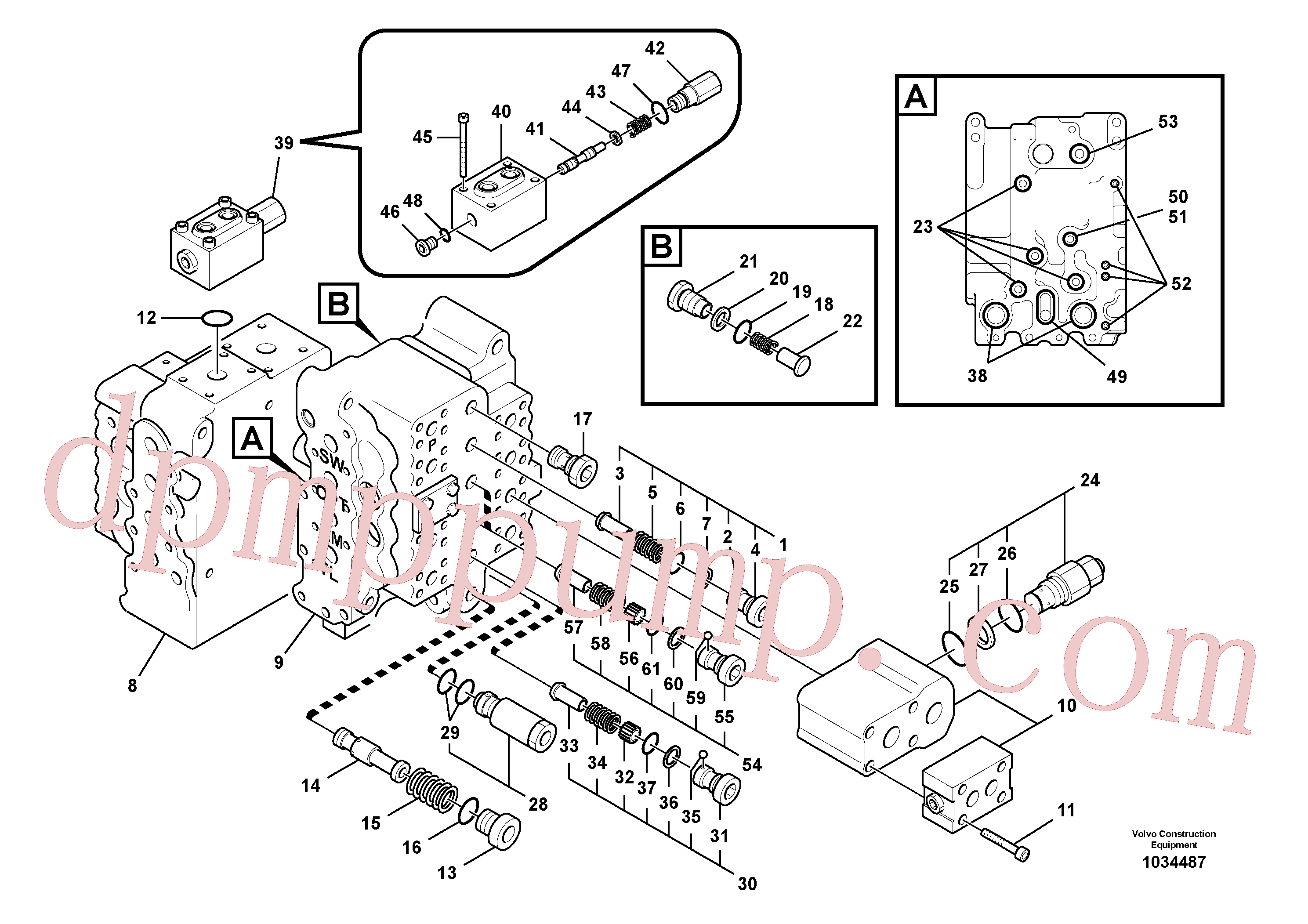 VOE14526805 for Volvo Main control valve, relief valve and dipper arm holding, Main control valve, swing and option and dipper arm and travel Lh(1034487 assembly)