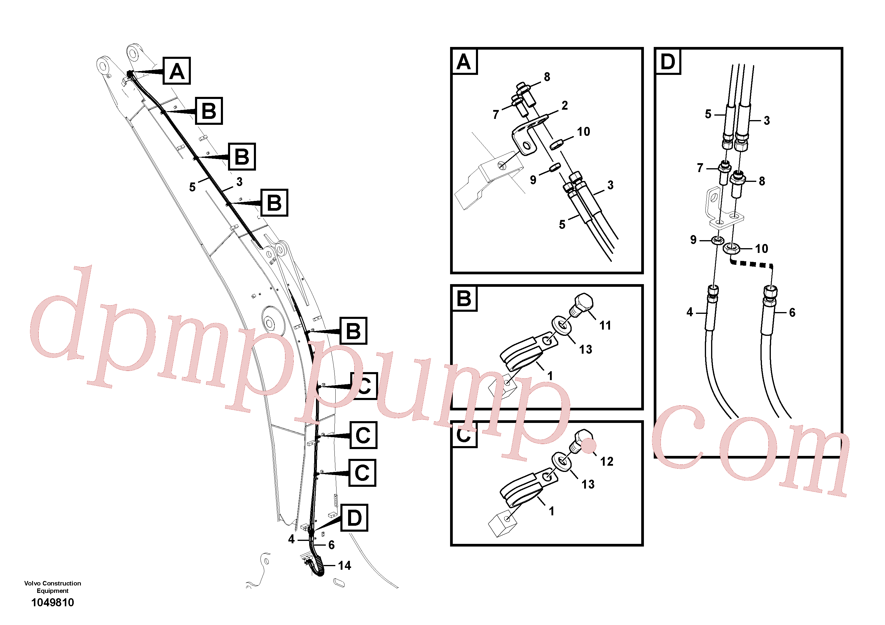 VOE937231 for Volvo Working hydraulic, quick fit on boom(1049810 assembly)