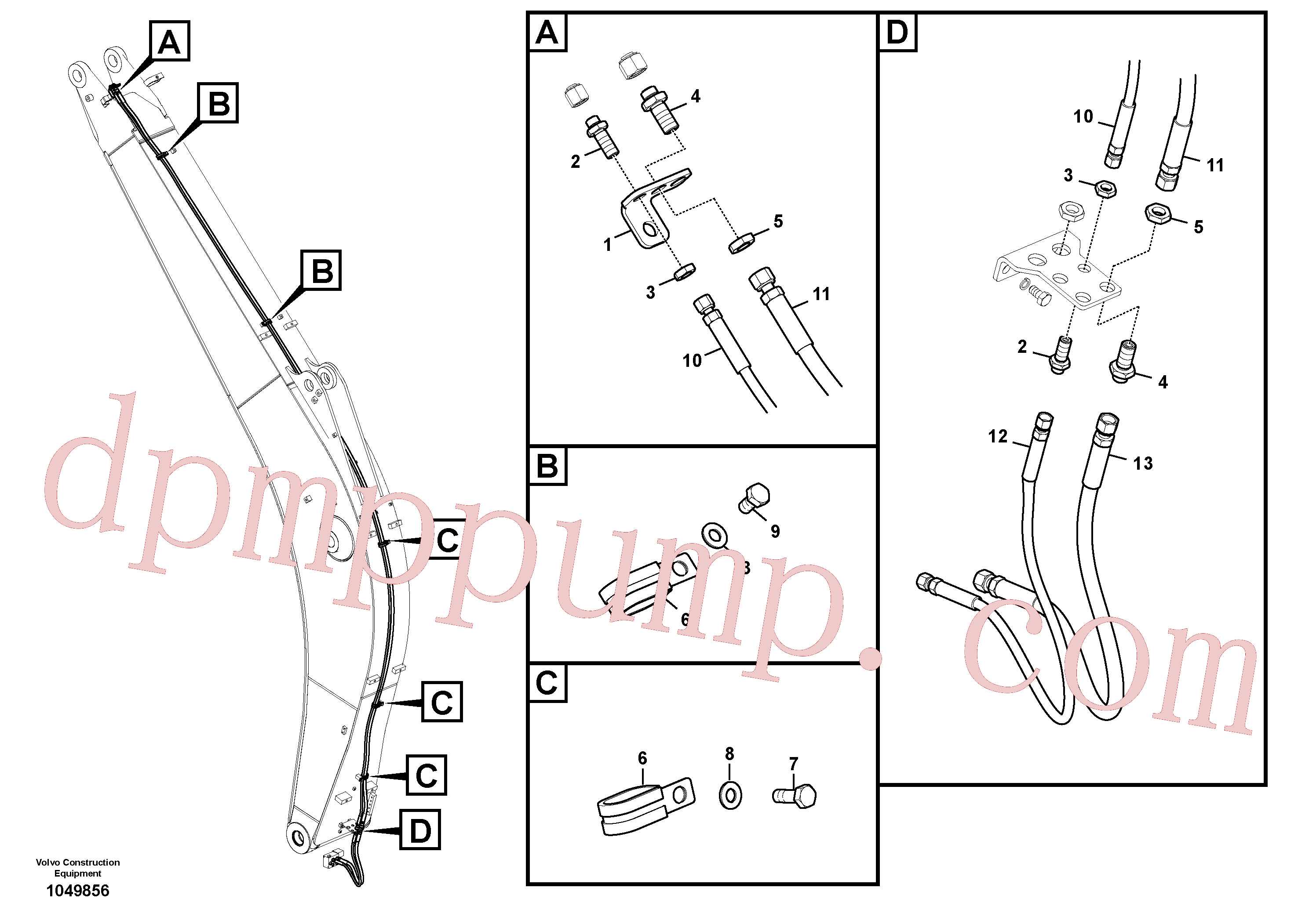 VOE937453 for Volvo Working hydraulic, quick fit on boom(1049856 assembly)