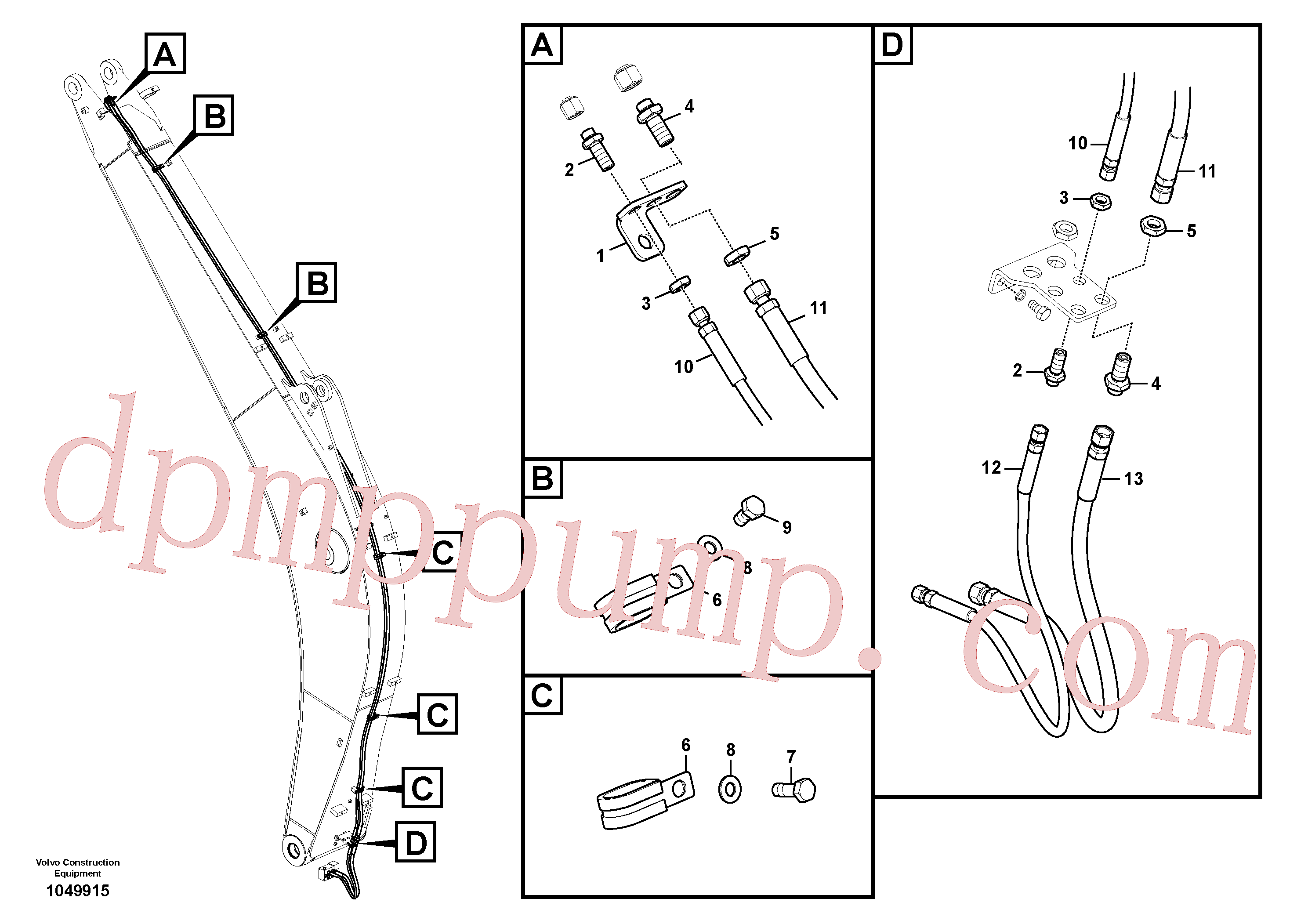 VOE937453 for Volvo Working hydraulic, quick fit on boom(1049915 assembly)