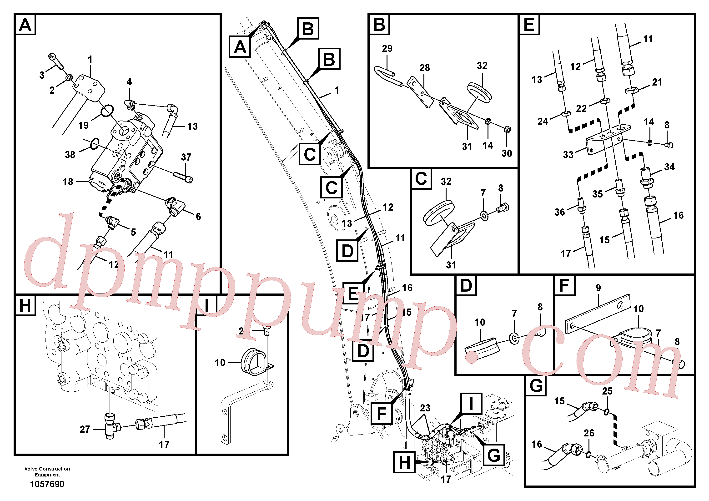 VOE937416 for Volvo Working hydraulic, dipper arm rupture(1057690 assembly)