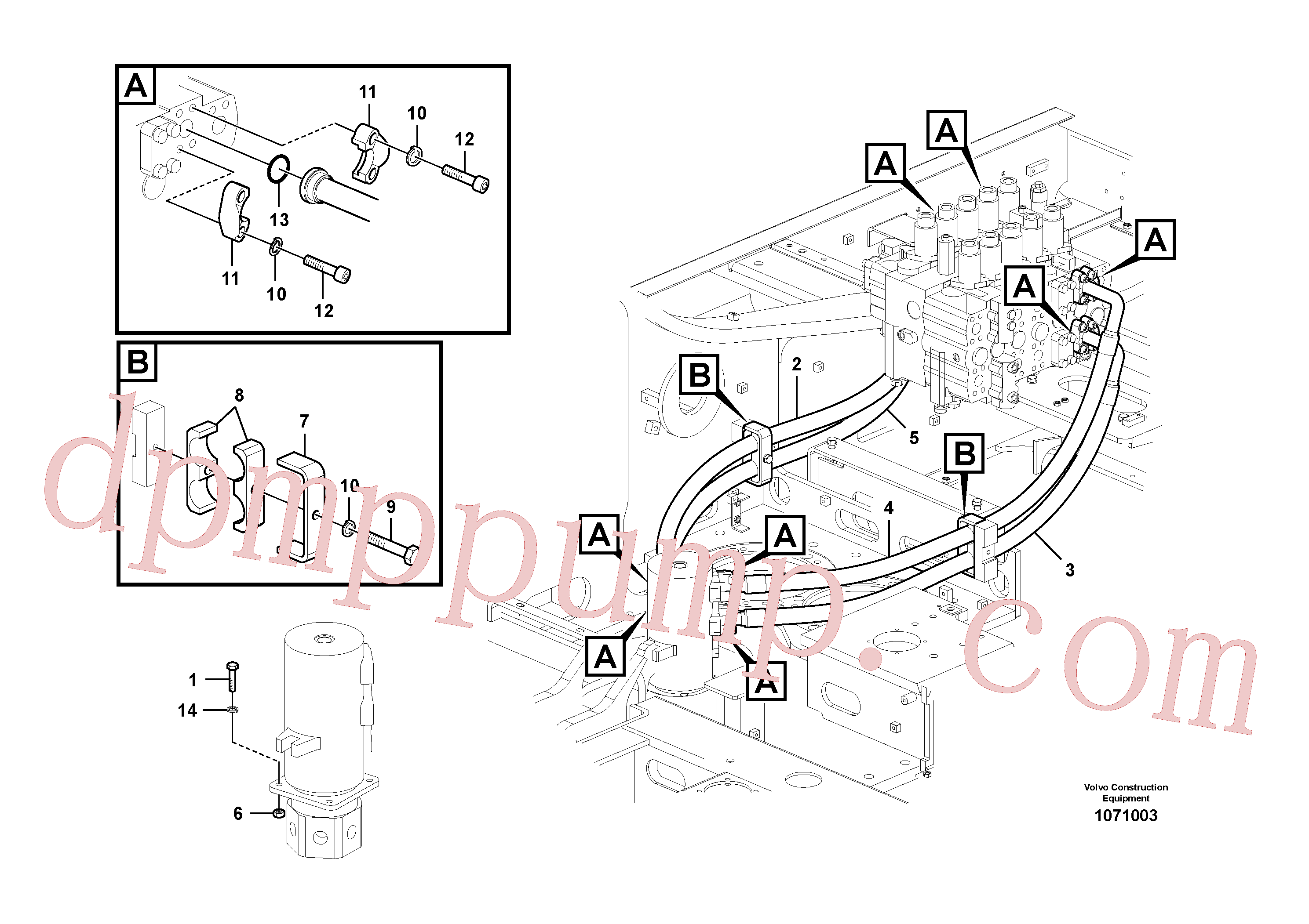 VOE14712129 for Volvo Turning joint line, control valve to turning joint(1071003 assembly)