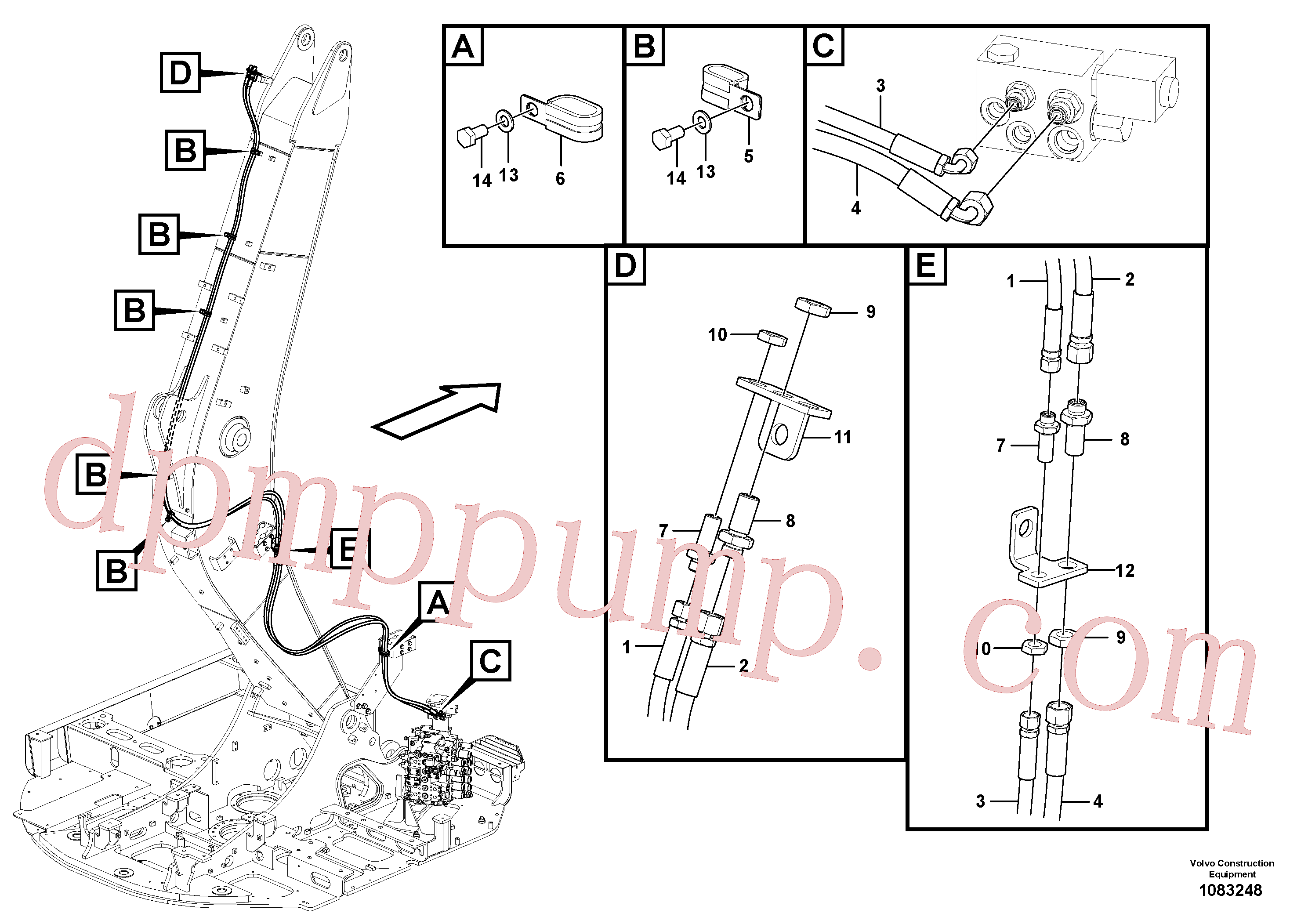 VOE14538666 for Volvo Working hydraulic, quick fit on boom(1083248 assembly)