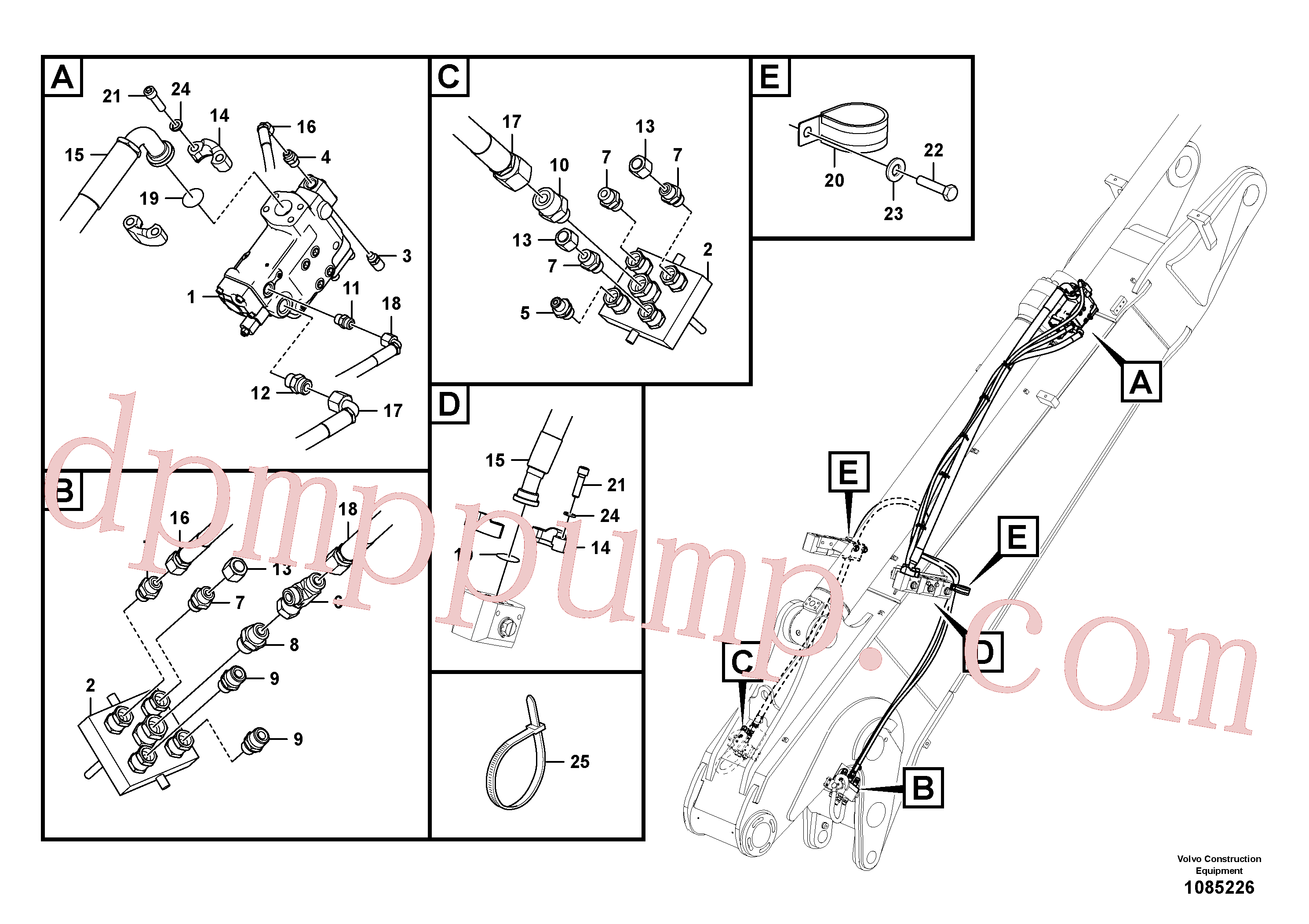 VOE937416 for Volvo Working hydraulic, dipper arm rupture(1085226 assembly)