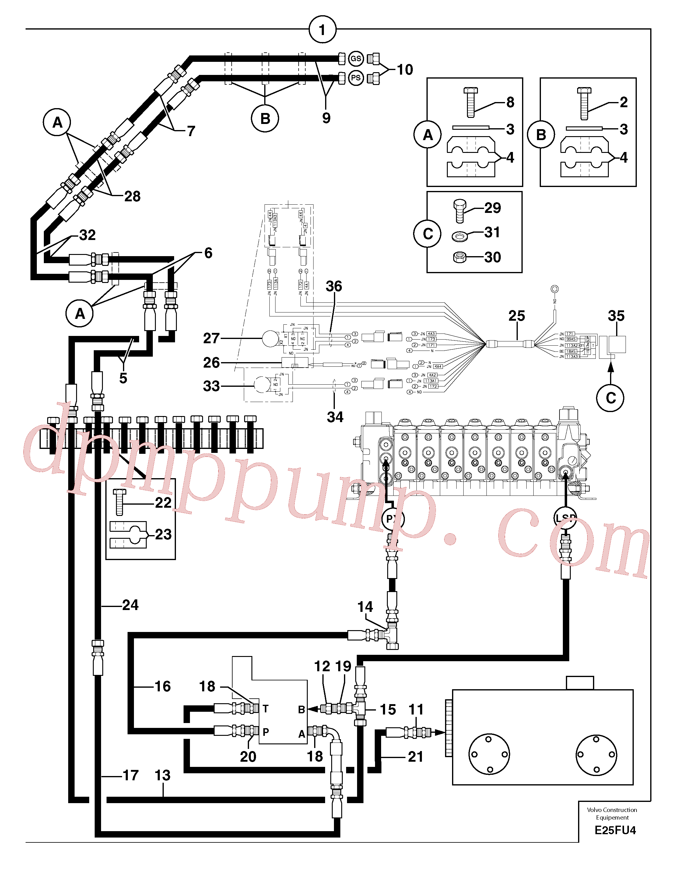 PJ5910707 for Volvo Hyd. circuit (quickfit/double-acting)(E25FU4 assembly)