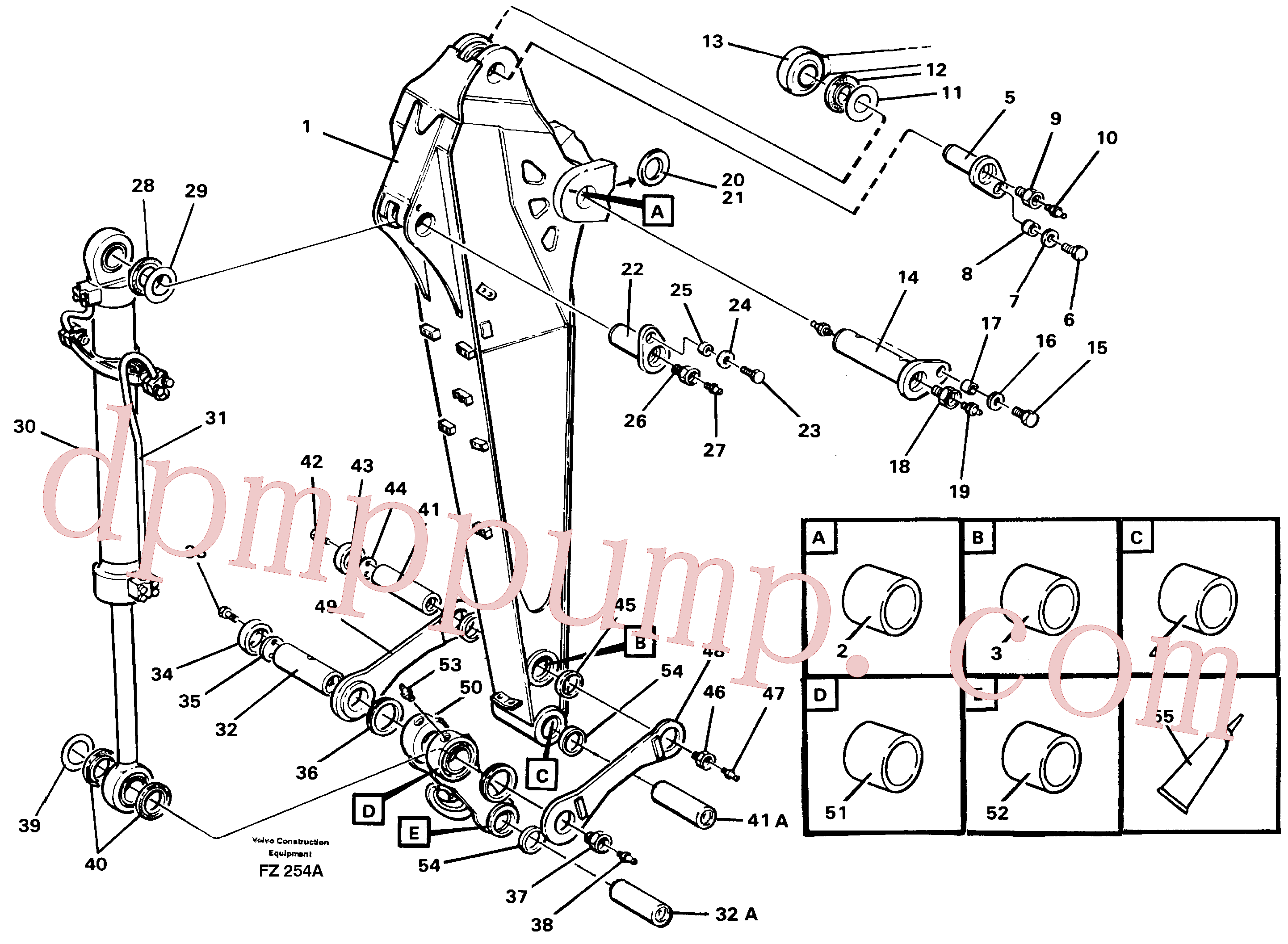 VOE14256352 for Volvo Backhoe dipper arm incl. connections, 2.0m 2.4m(FZ254A assembly)