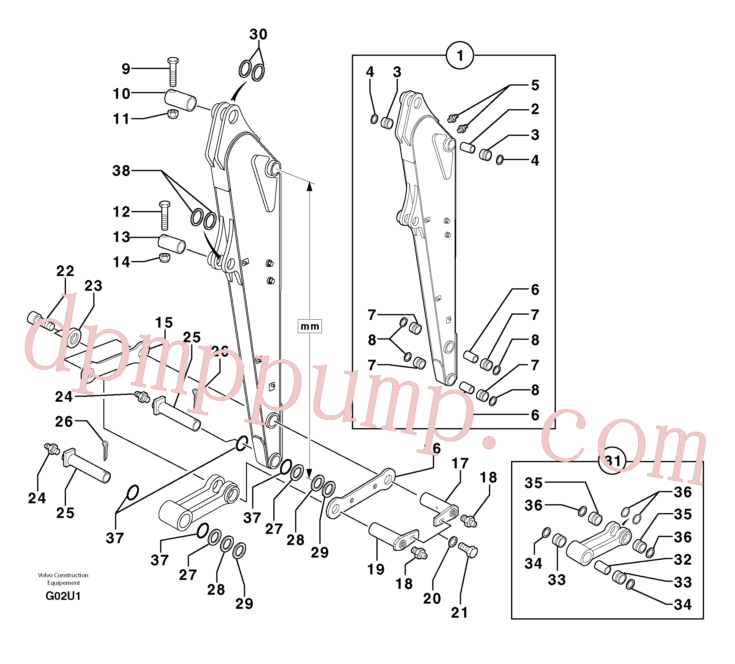 PJ4040044 for Volvo Dipper arm(G02U1 assembly)